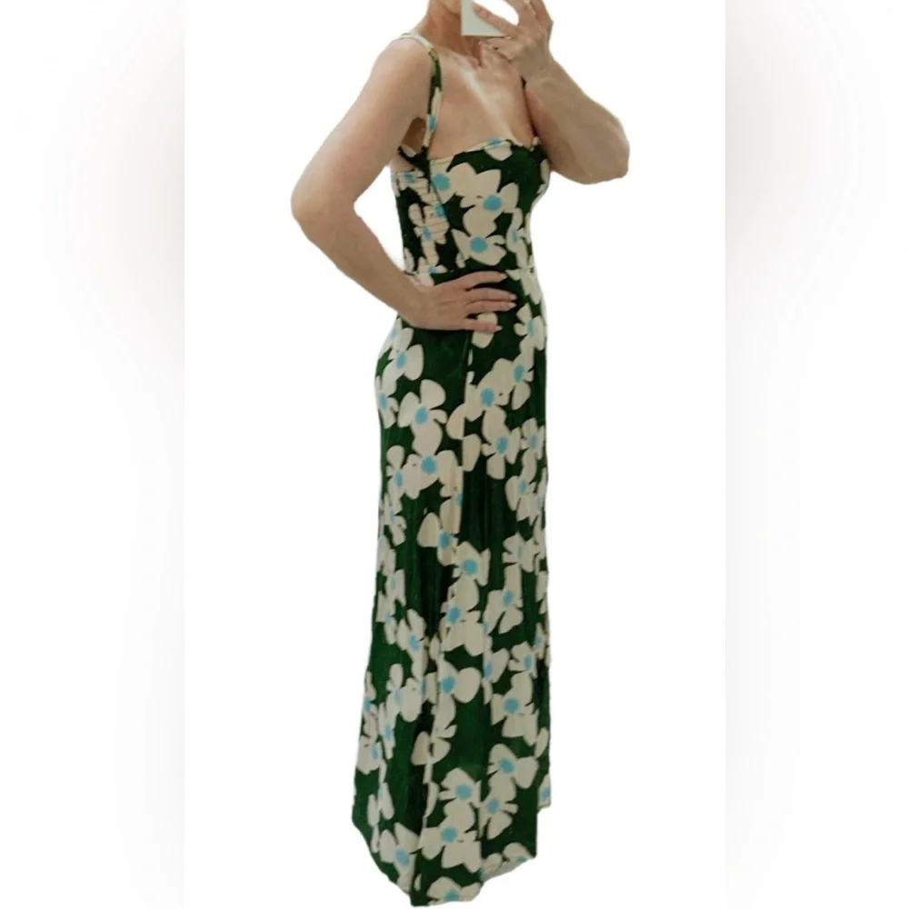 Ava Sky Gorgeous Green Floral Maxi Dress Hawaii 808 Aloha Fighting Eel - Picture 3 of 7